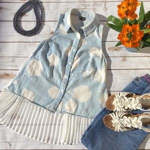 Sparkle & Fade Hi-Lo Pleat-Back Chambray Shirt UO
